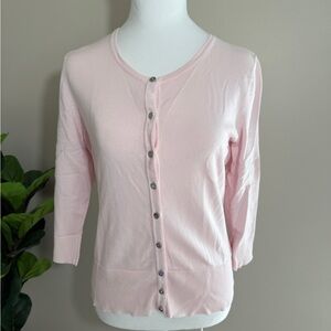 White House Black Market Light Pink Button-Front Cardigan